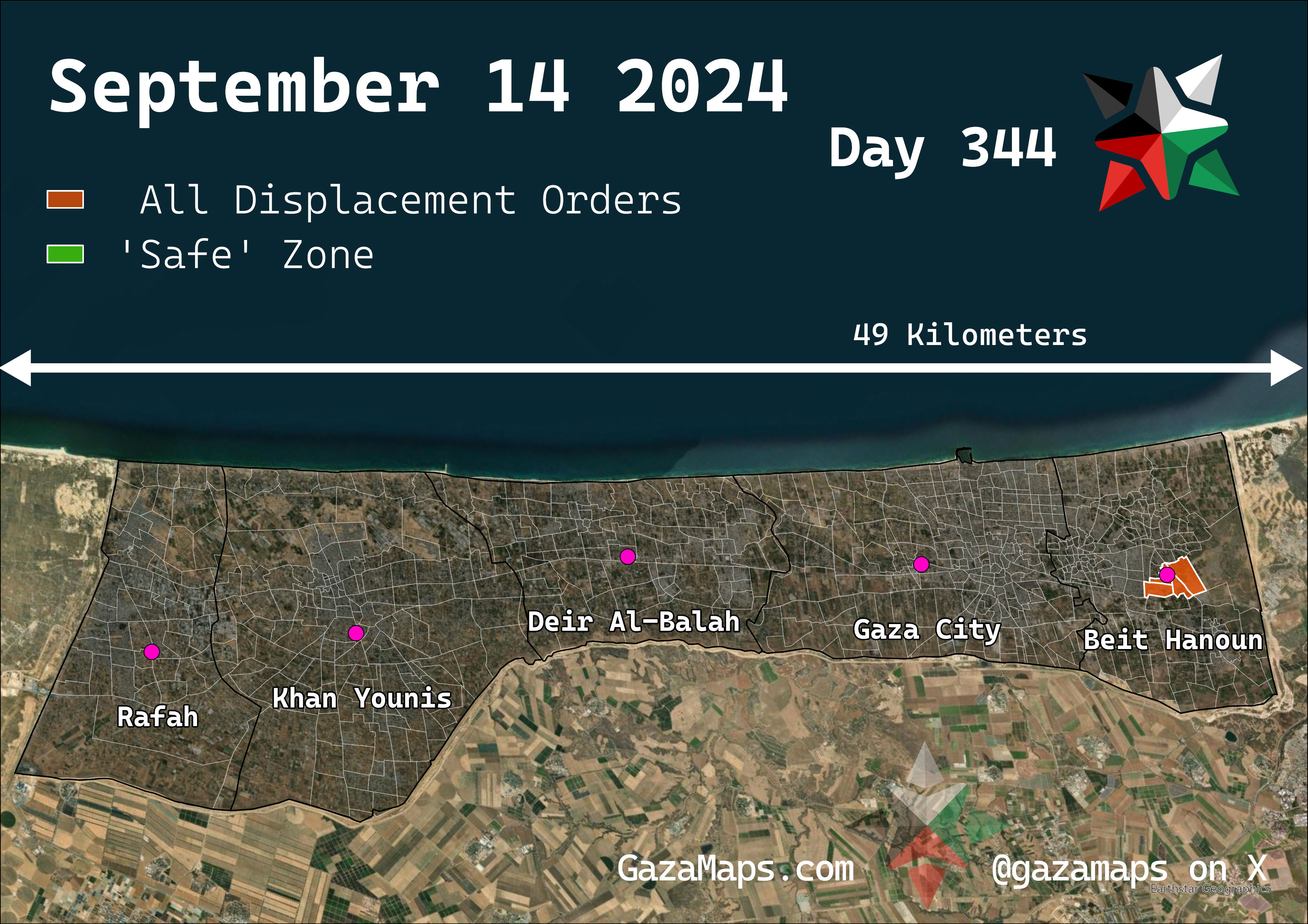 GazaMaps original map, based on IDF displacement order from 14 September 2024