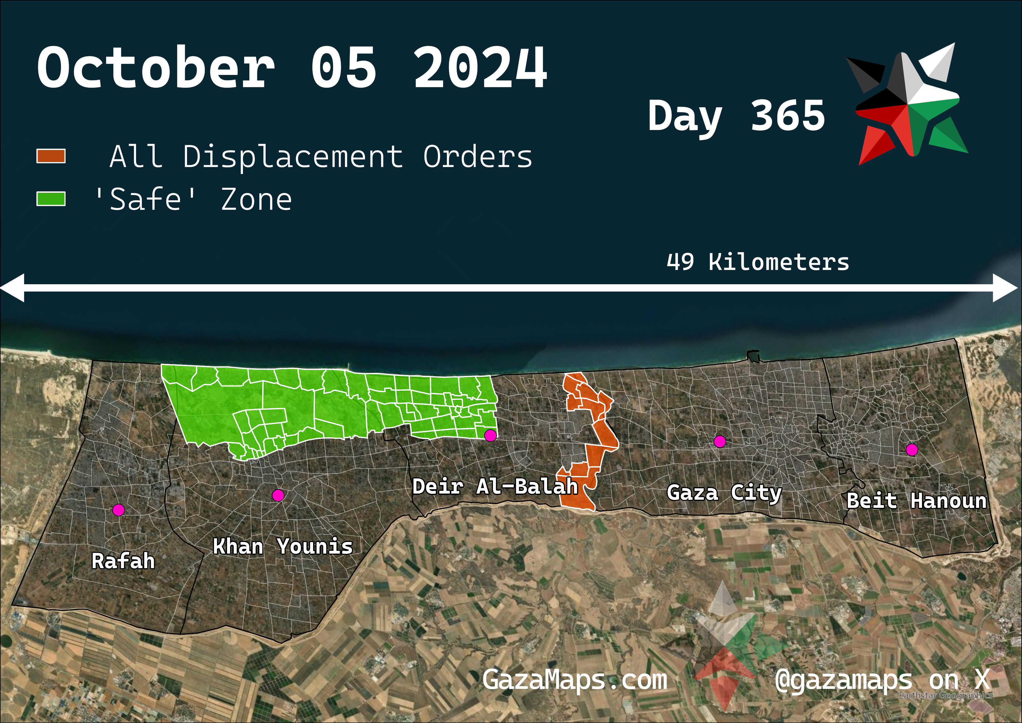 GazaMaps original map, based on IDF displacement order from 05 October 2024