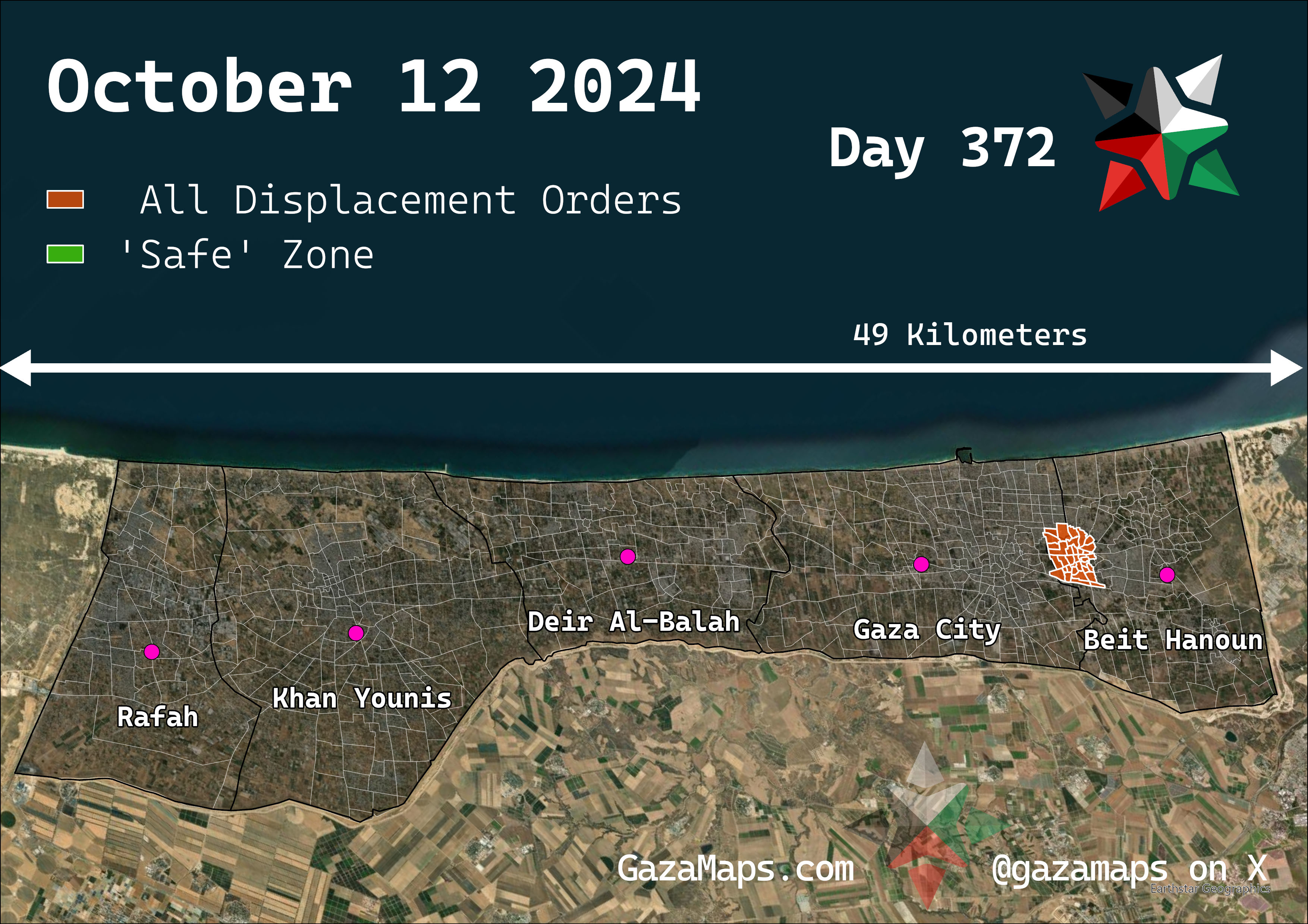GazaMaps original map, based on IDF displacement order from 12 October 2024