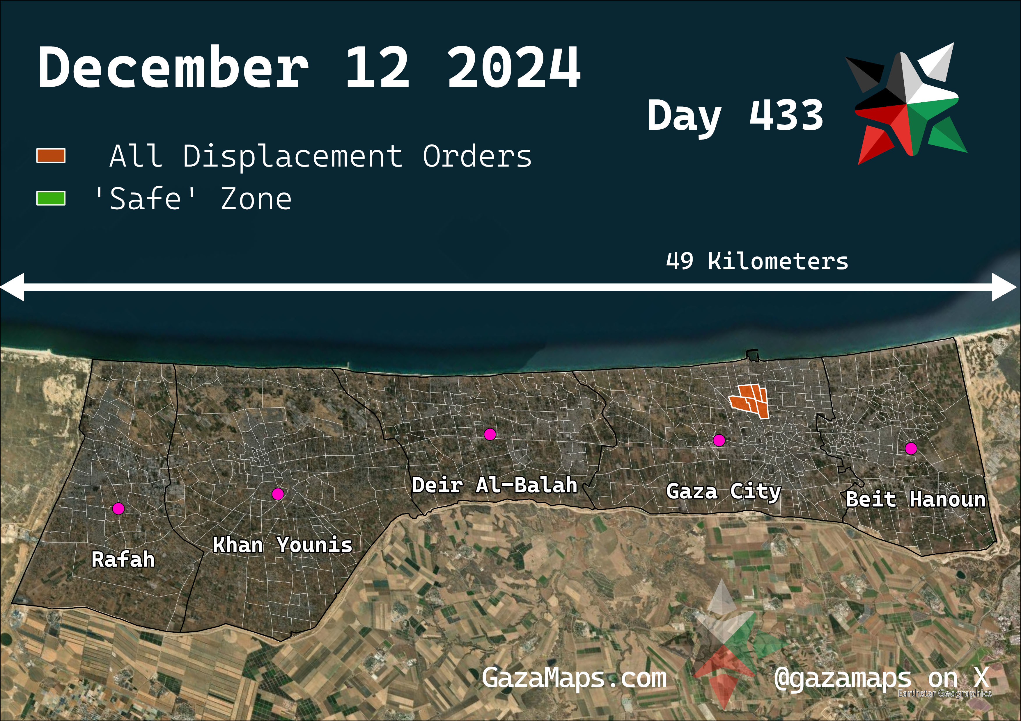 GazaMaps original map, based on IDF displacement order from 12 December 2024
