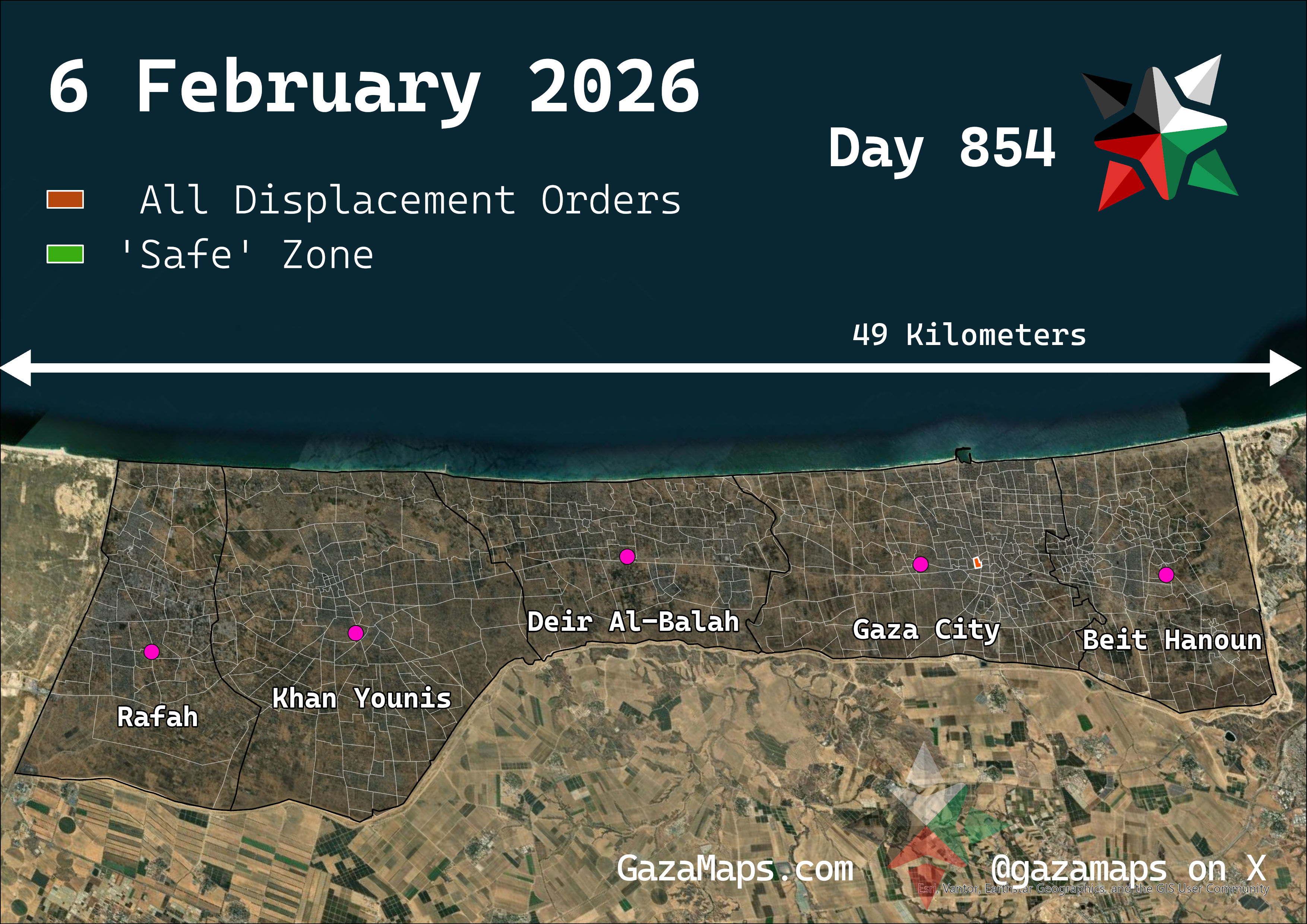 GazaMaps original map, based on IDF displacement order from 06 February 2026