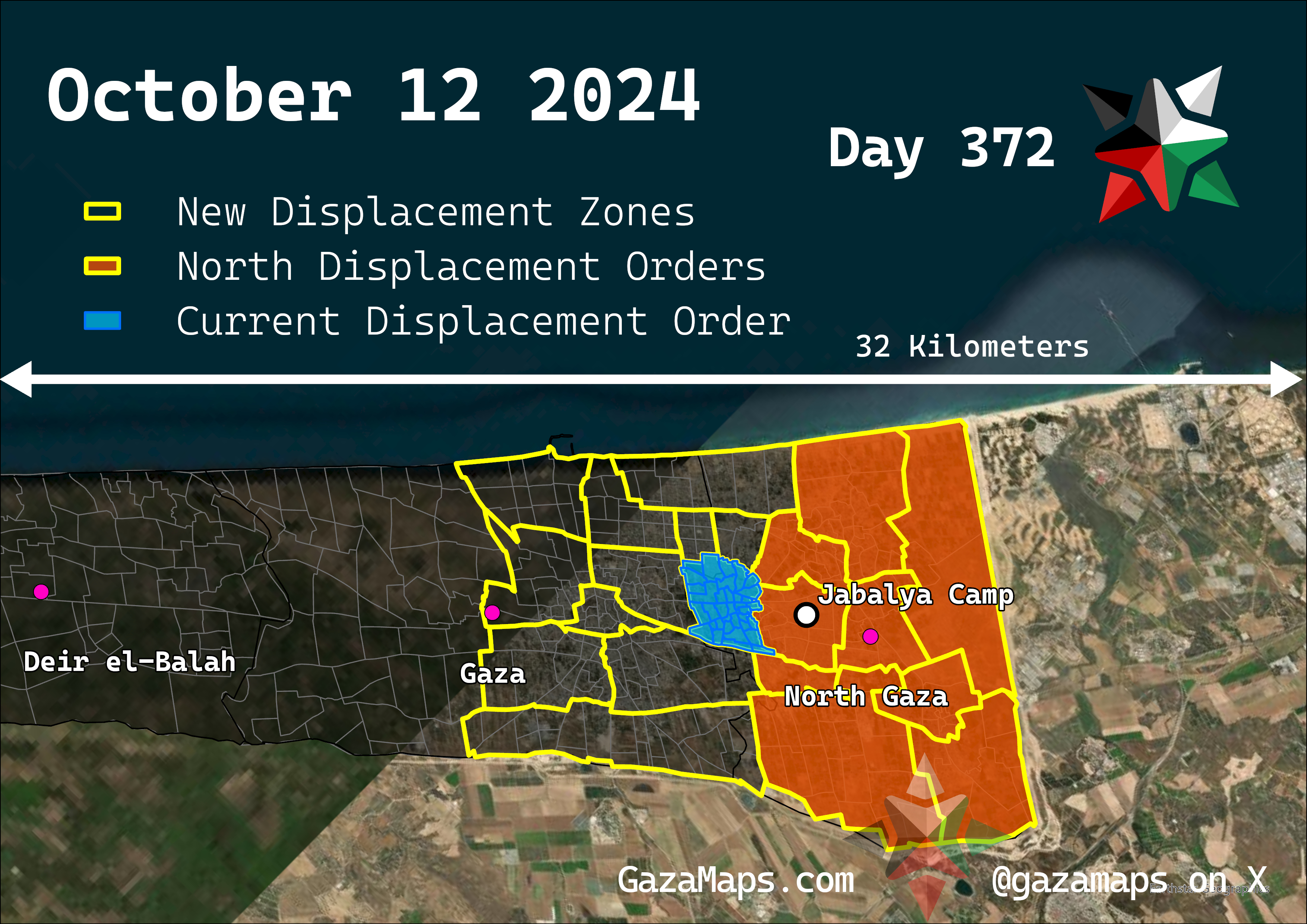 GazaMaps original map, based on IDF displacement order from 12 October 2024