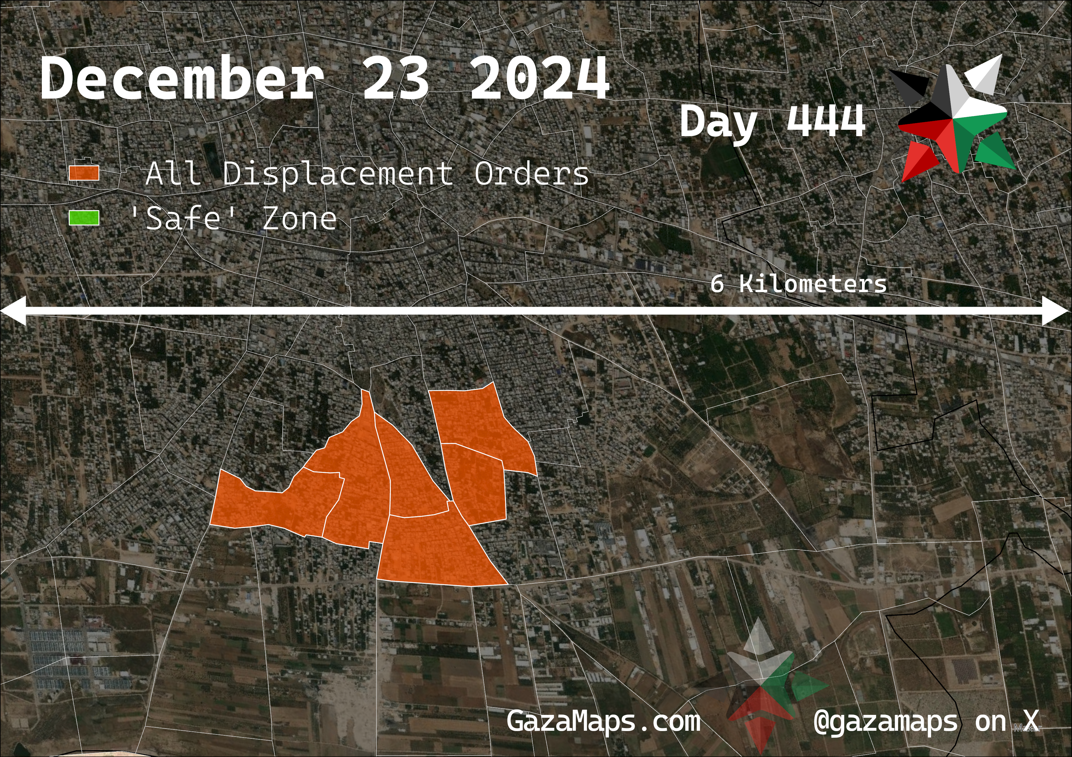 GazaMaps original map, based on IDF displacement order from 23 December 2024
