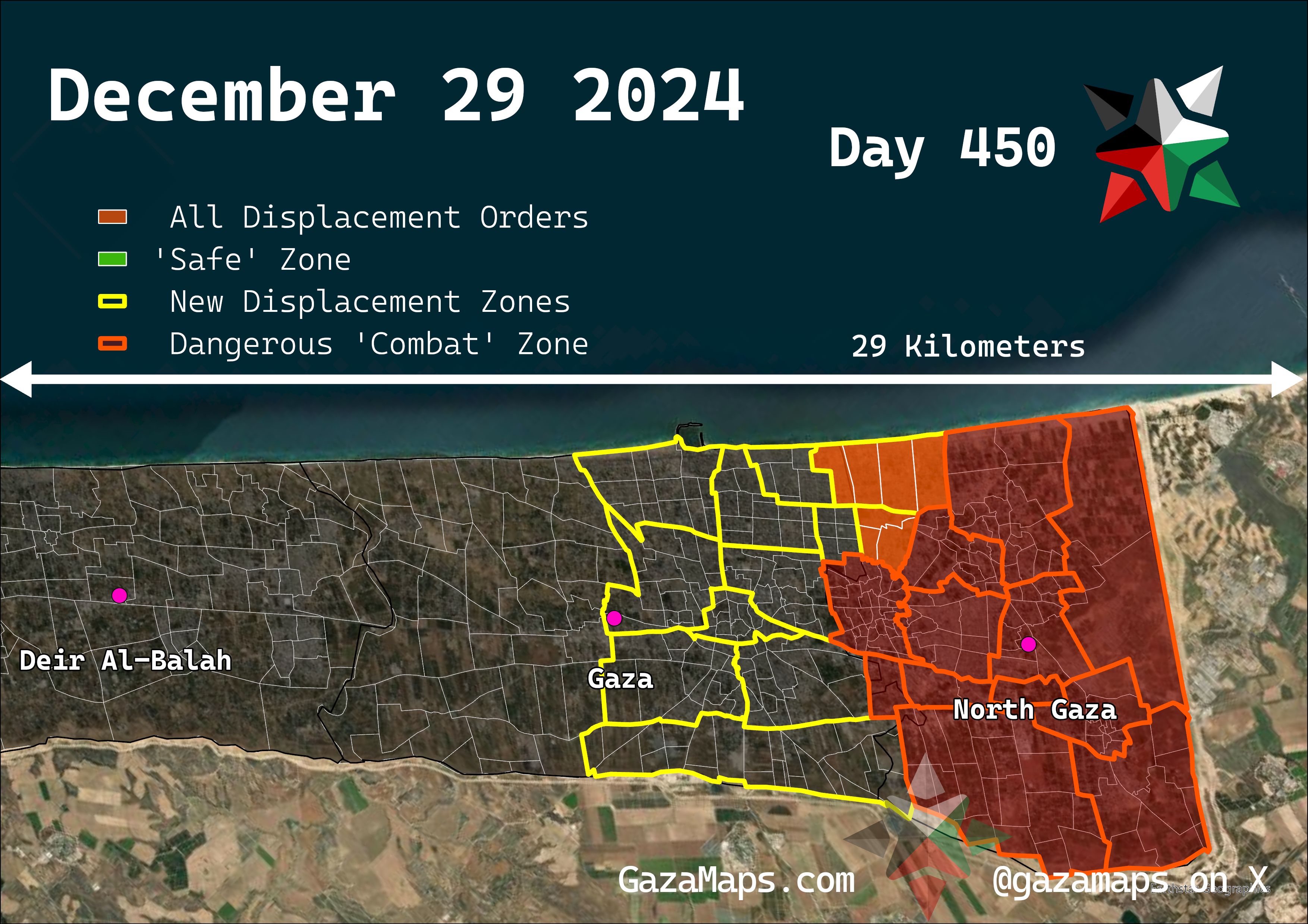GazaMaps original map, based on IDF displacement order from 29 December 2024
