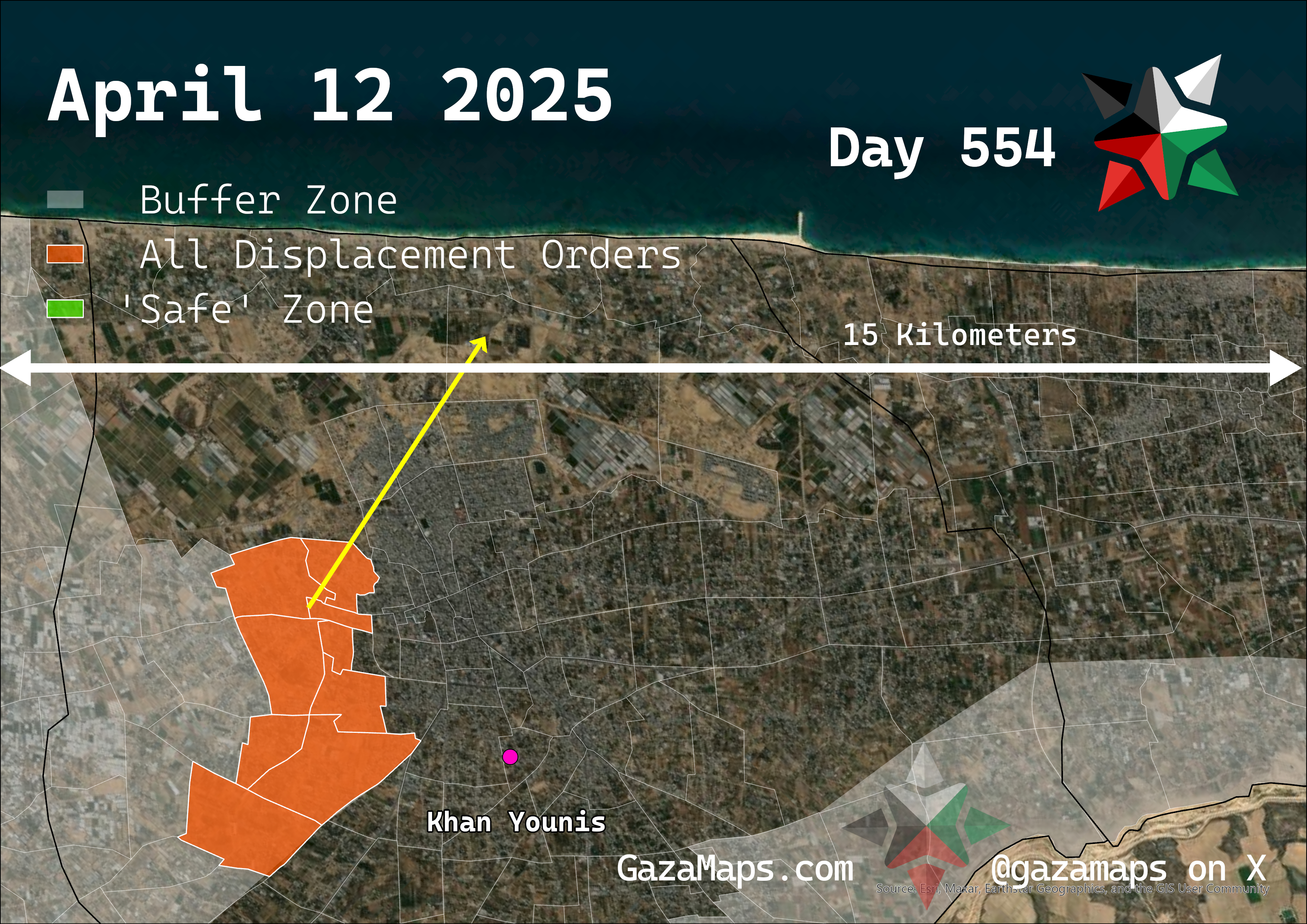 GazaMaps original map, based on IDF displacement order from 12 April 2025