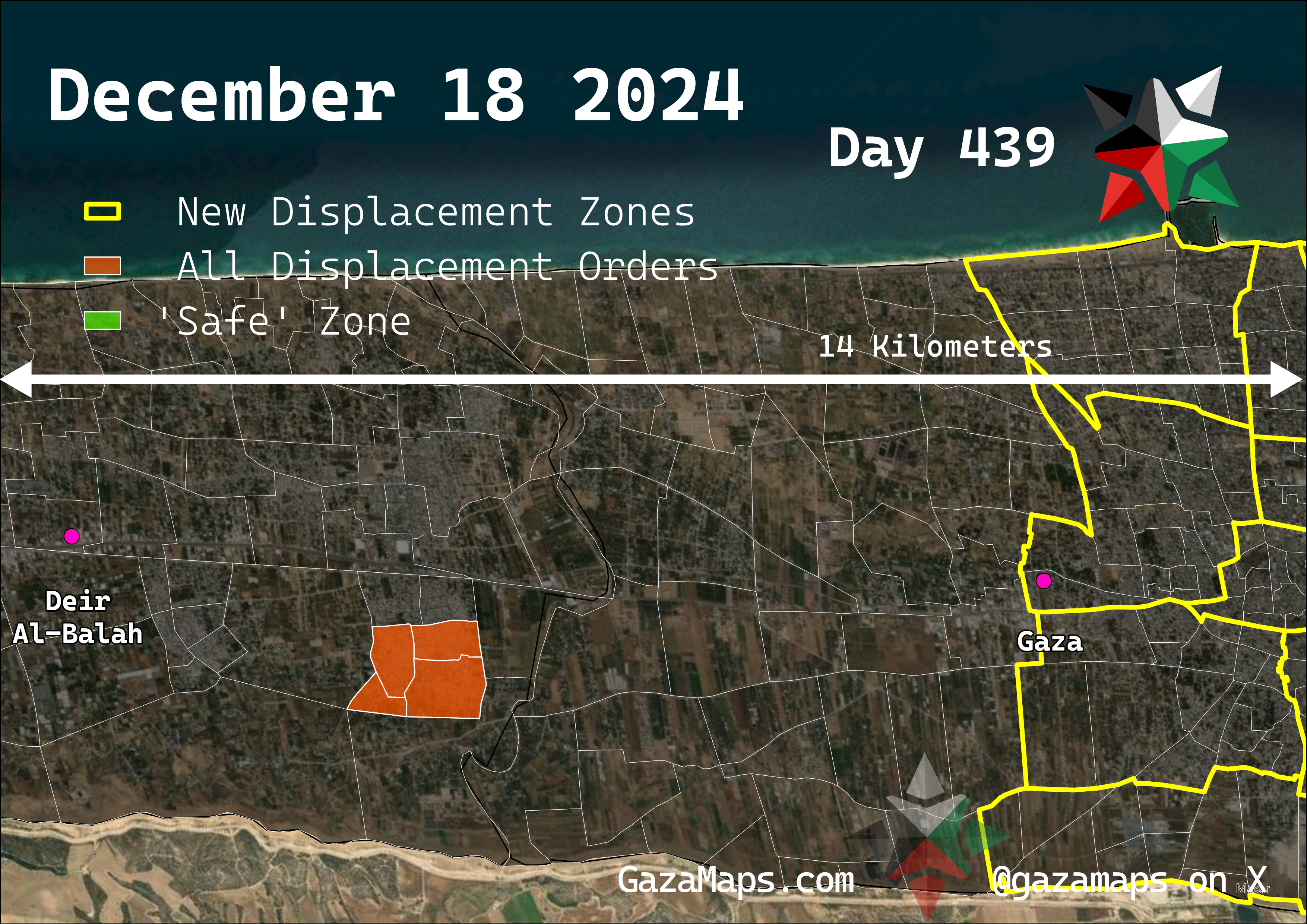 GazaMaps original map, based on IDF displacement order from 18 December 2024
