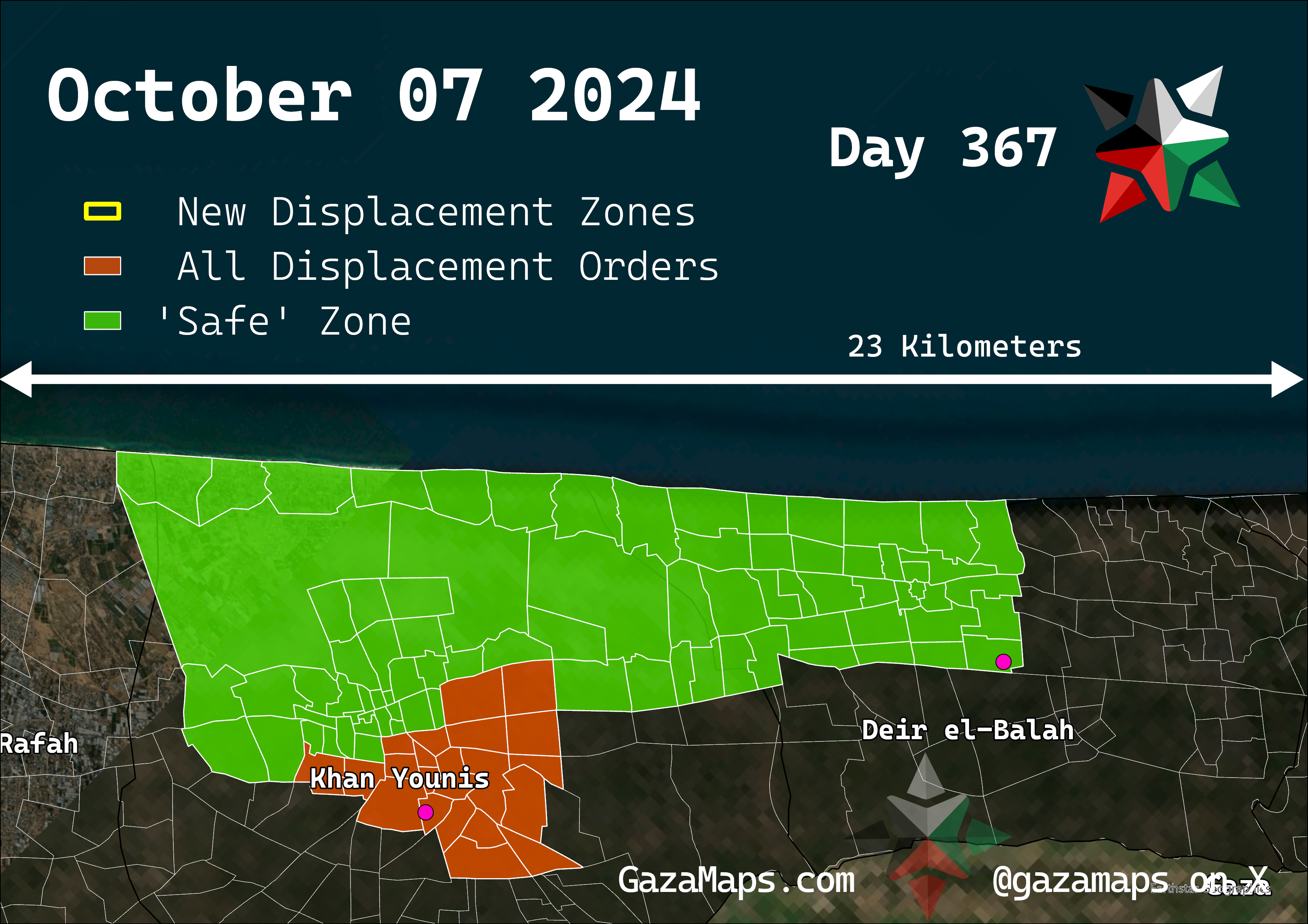 GazaMaps original map, based on IDF displacement order from 07 October 2024