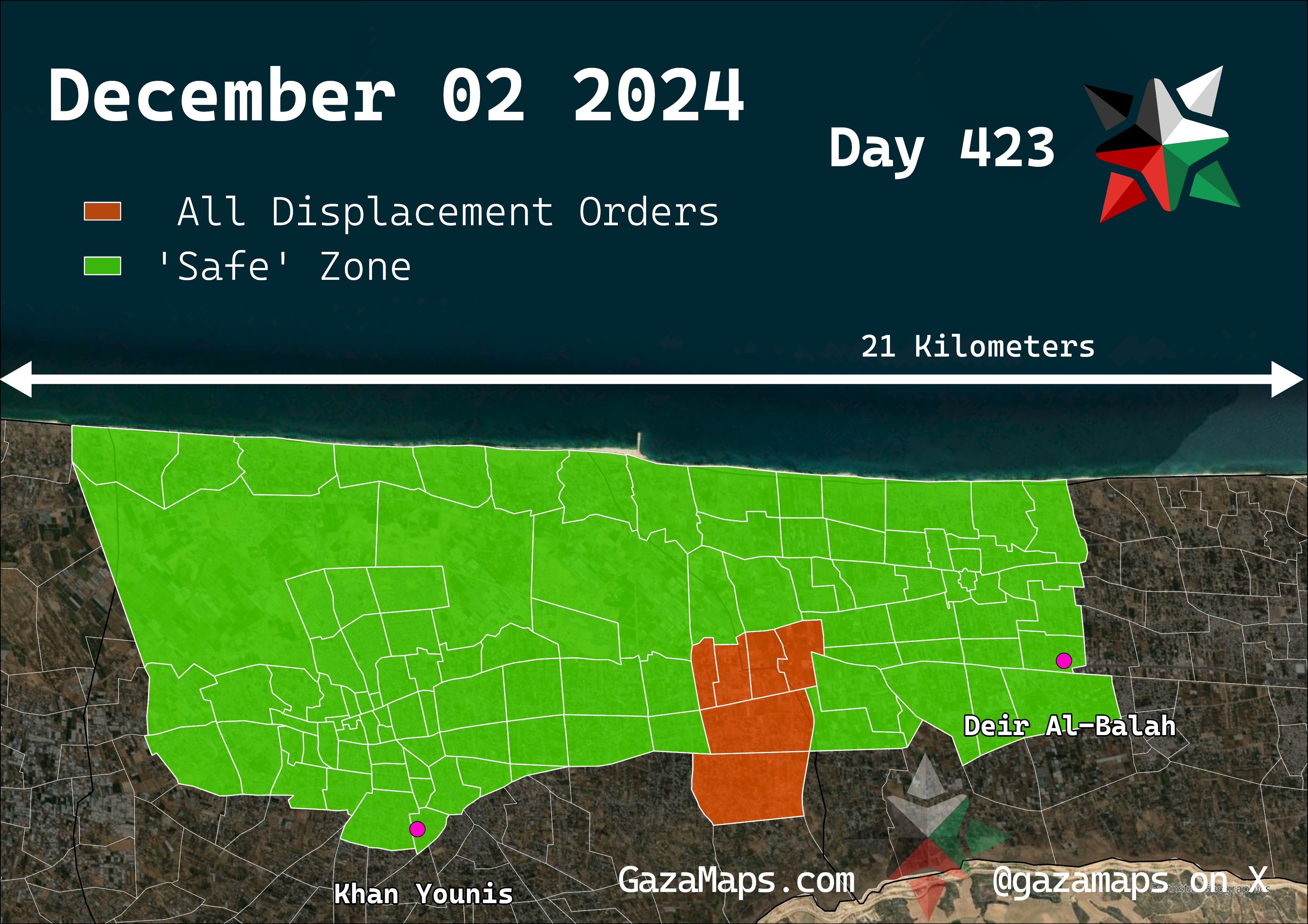 GazaMaps original map, based on IDF displacement order from 02 December 2024