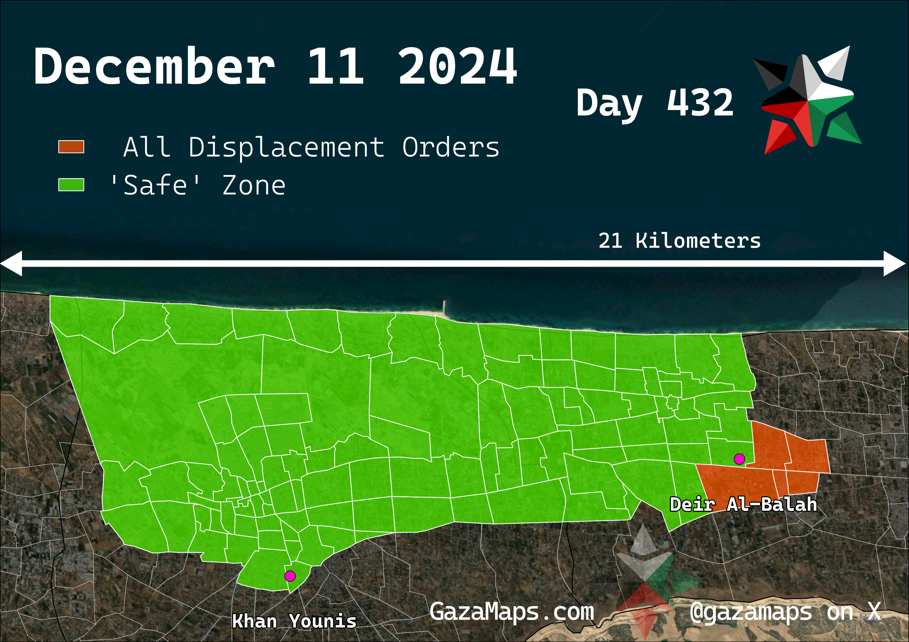 GazaMaps original map, based on IDF displacement order from 11 December 2024